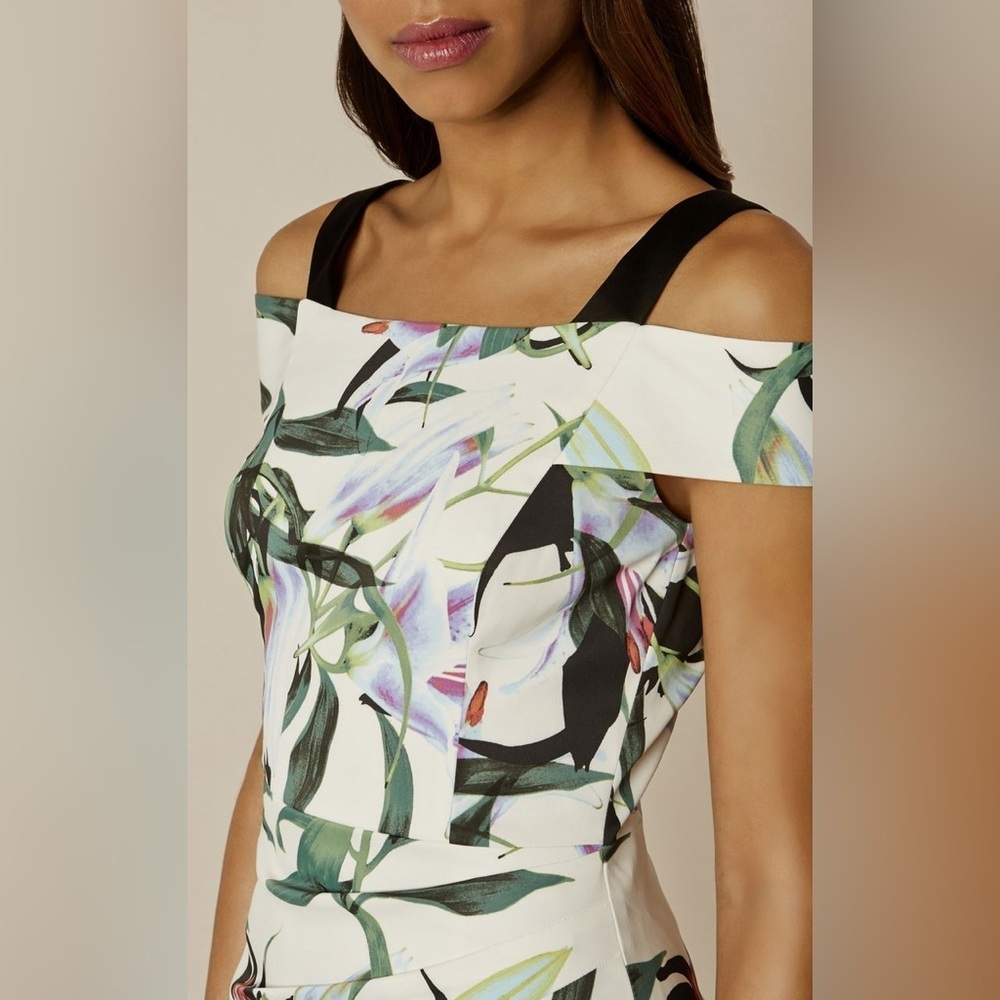Karen Millen Lily Print Pencil Midi Dress Size 4 - Picture 3 of 13